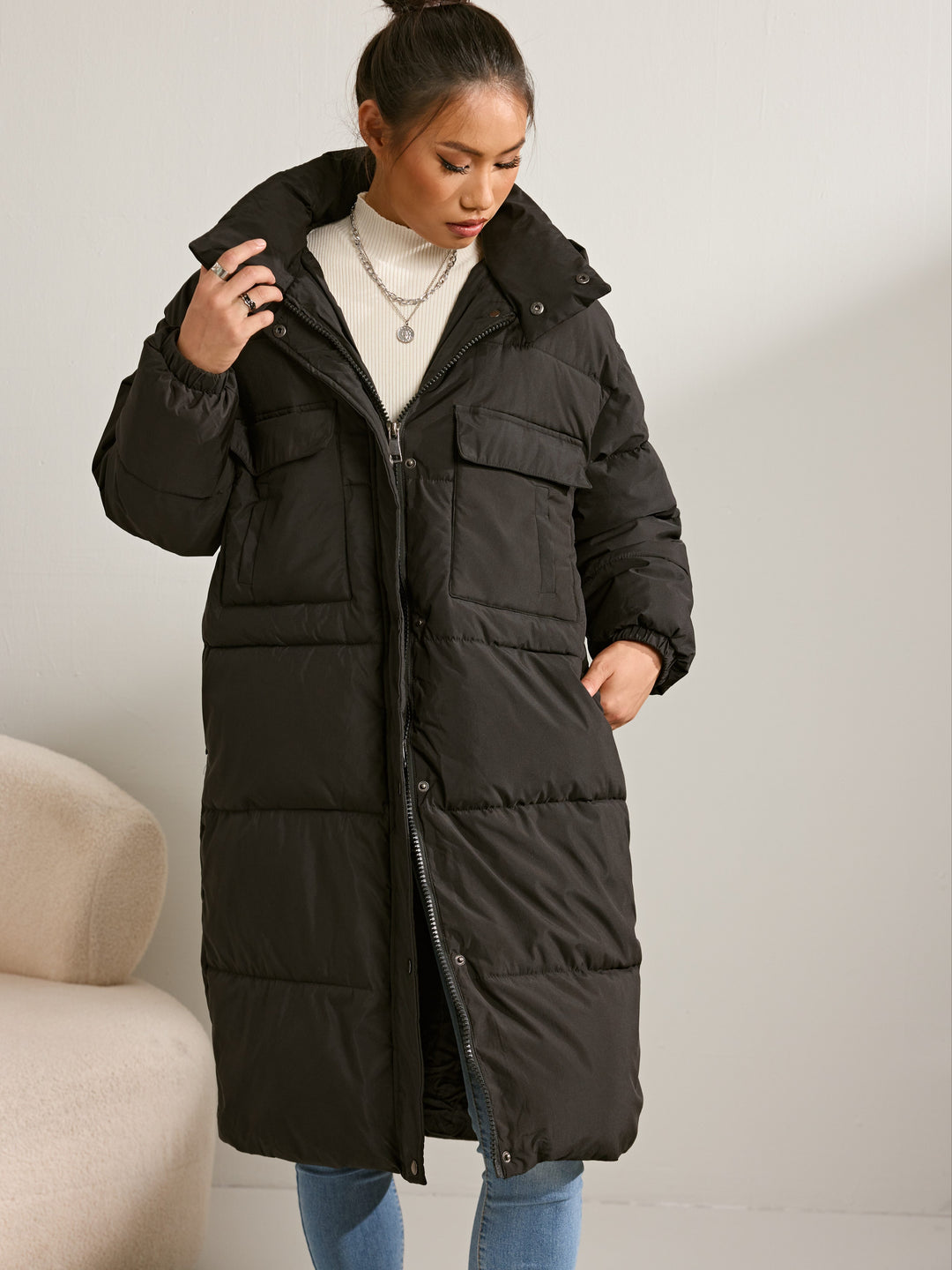 Elena Luxe Lange Puffer Winterjas