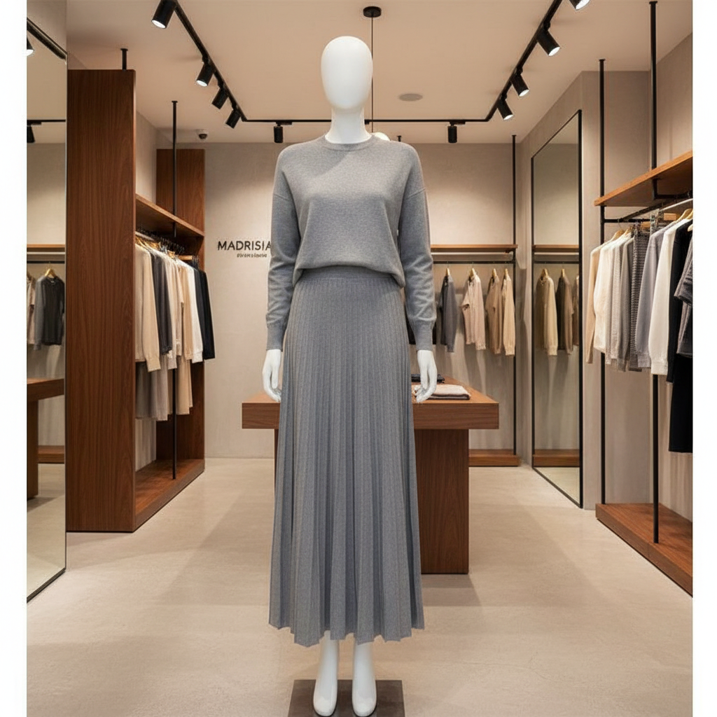 Amalia - Conjunto de blusa y falda plisada