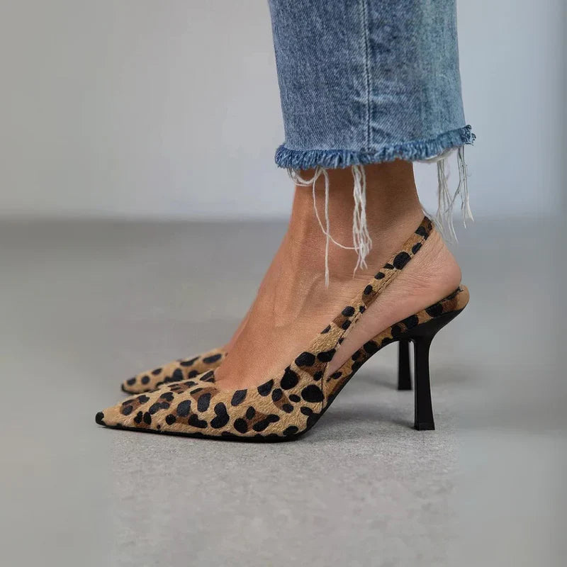 Mónica – Zapatos de tacón de leopardo con punta afilada