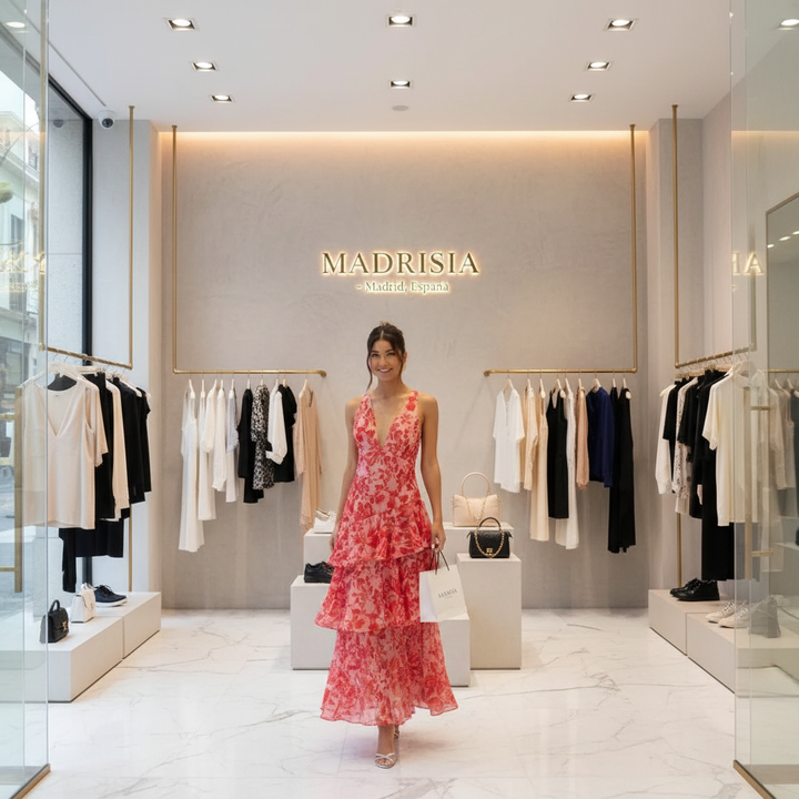 Maya - Vestido largo floral con volantes