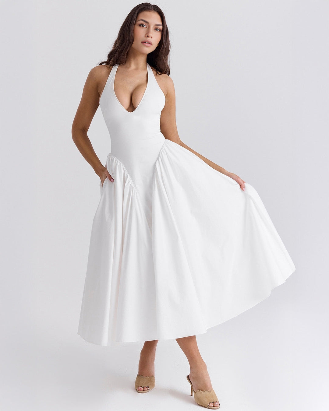 Monroe – Vestido Midi Rojo de Estilo Icónico