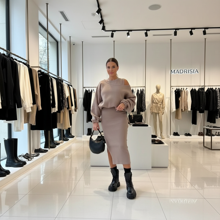 Camila - Conjunto de vestido sin mangas y jersey