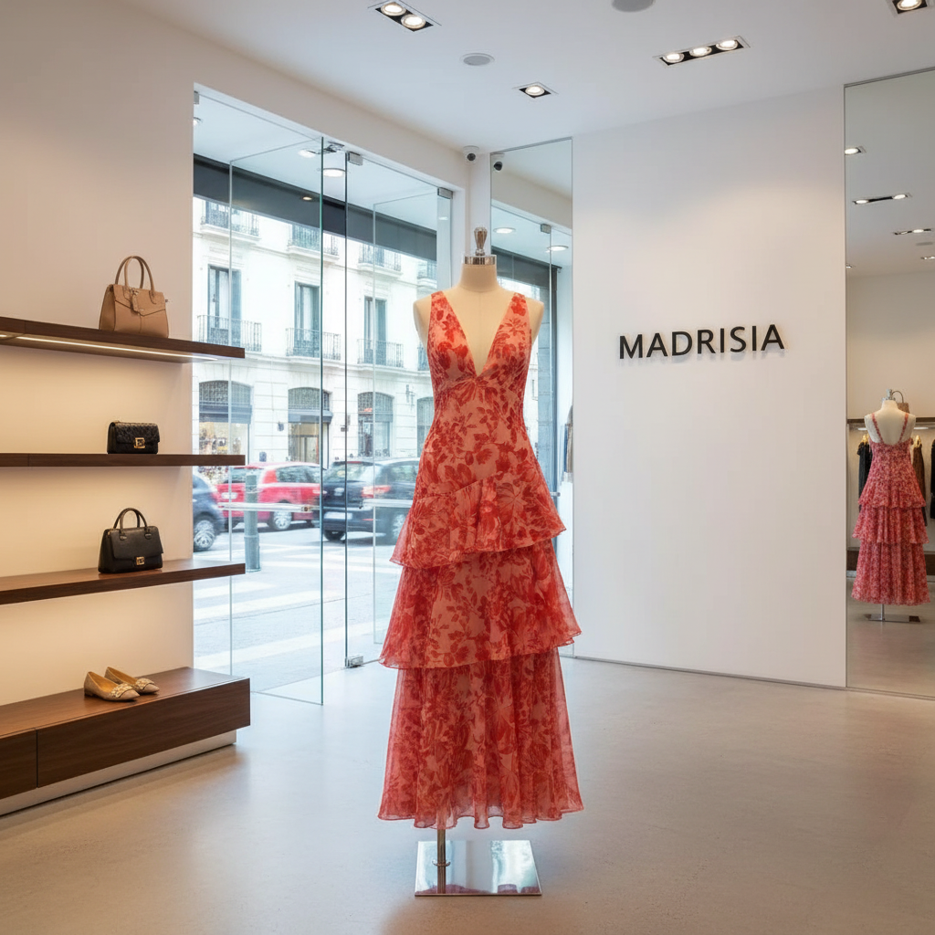 Maya - Vestido largo floral con volantes