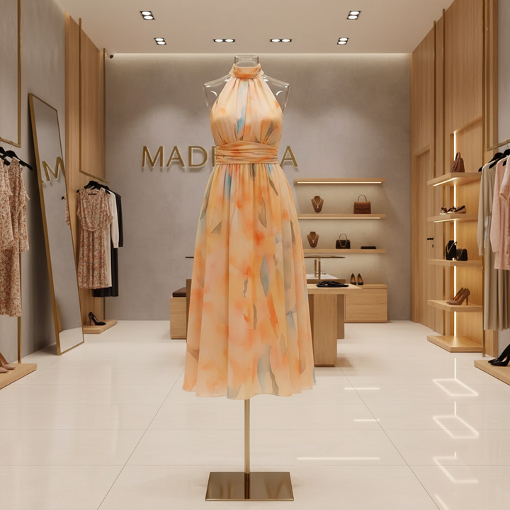 Nora - Vestido Largo con Estampado Acuarela