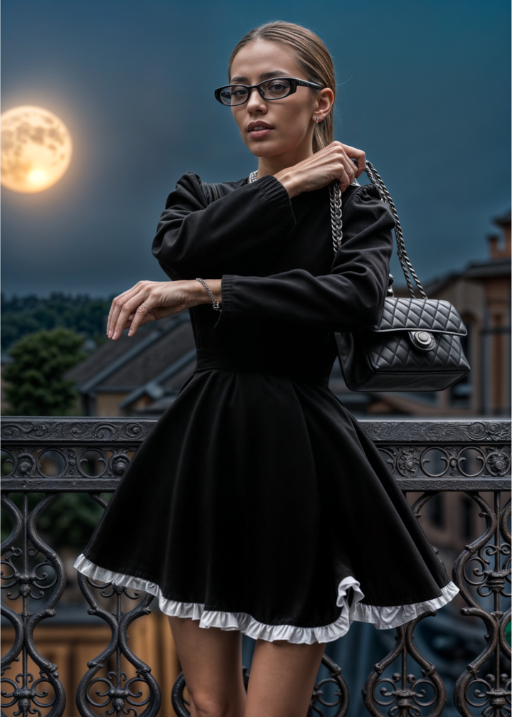 Everly | Hoge Taille Kanten Minidress