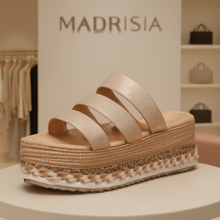 Sabela - Sandalias doradas de cuña elegantes