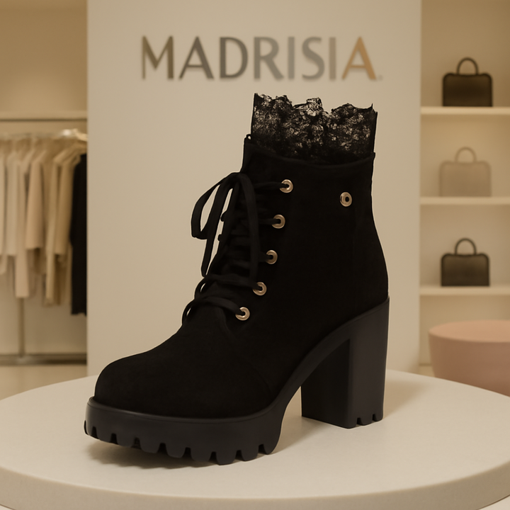 Tania - Botines con encaje y tacón grueso