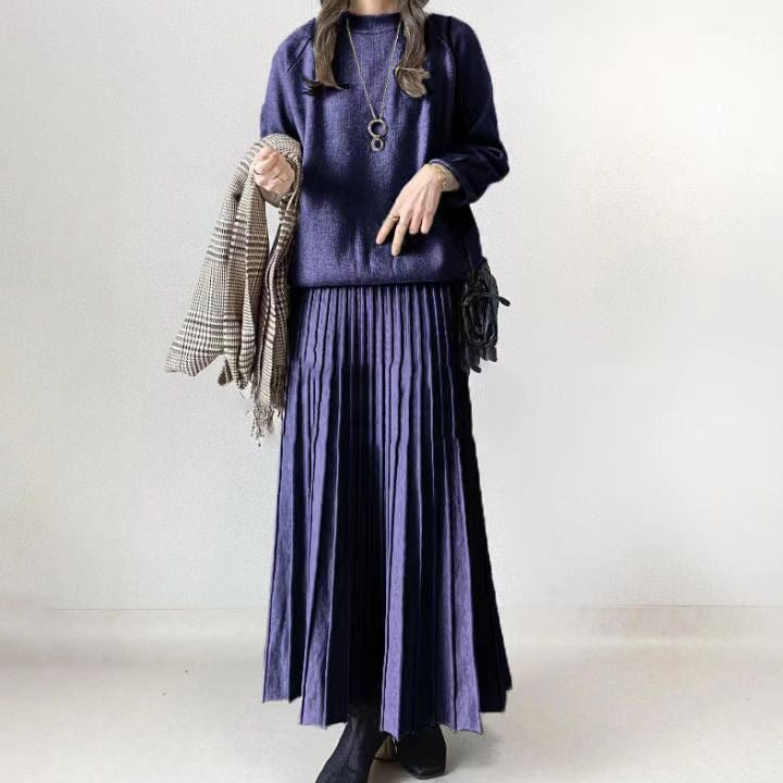 Amalia - Conjunto de blusa y falda plisada