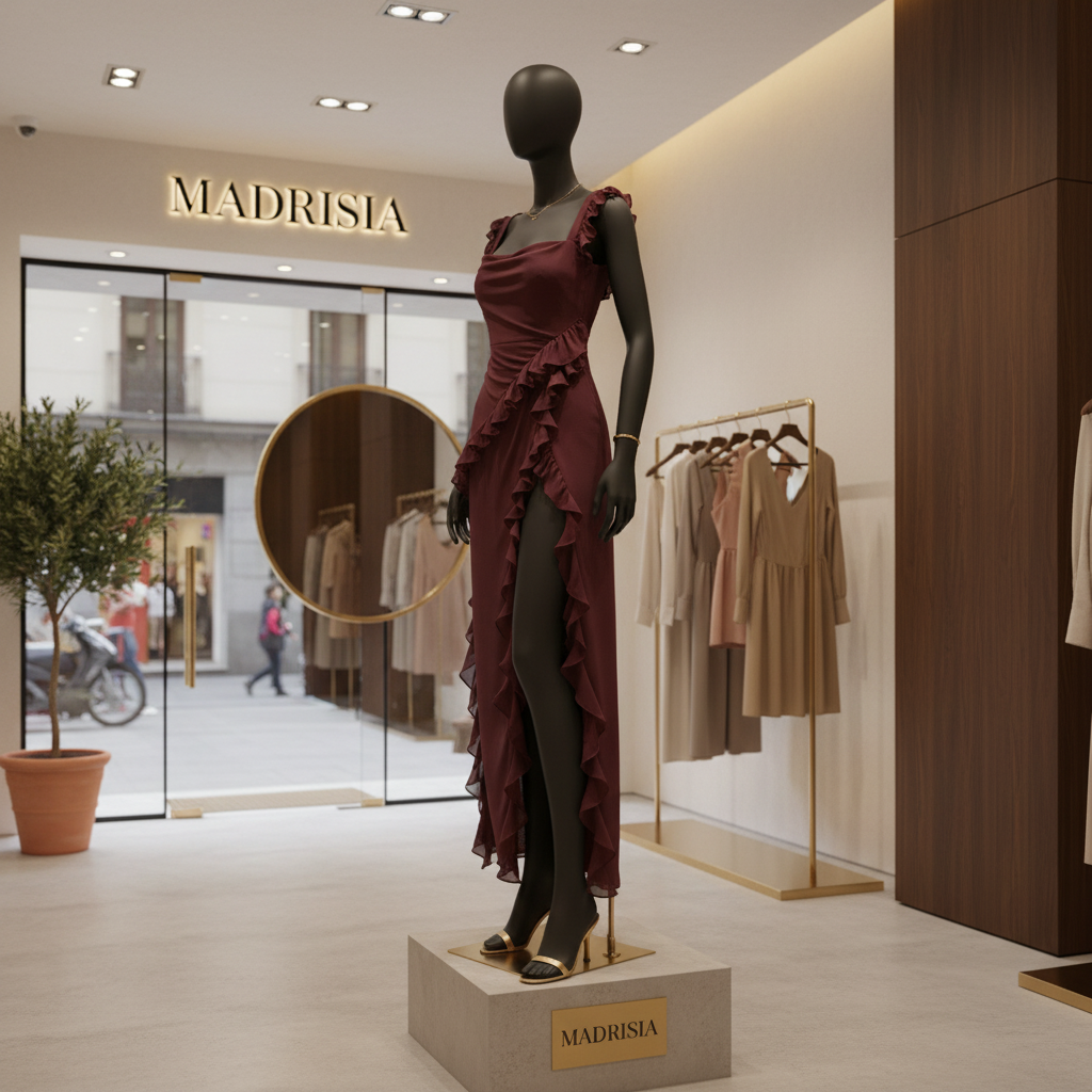 Talía - Vestido Largo con Volantes y Abertura