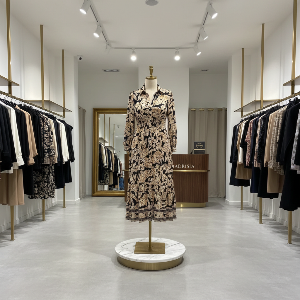 Abril - Vestido camisero floral de estilo vintage