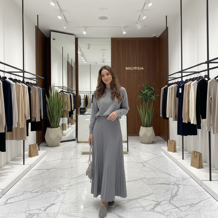 Amalia - Conjunto de blusa y falda plisada