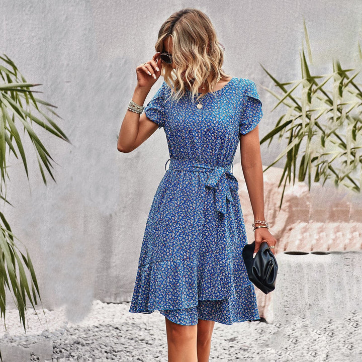 Maylea™ - Vestido Bohemio Corto Azul con Estampado