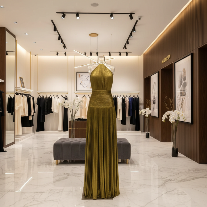 Oriana - Vestido metalizado con espalda descubierta