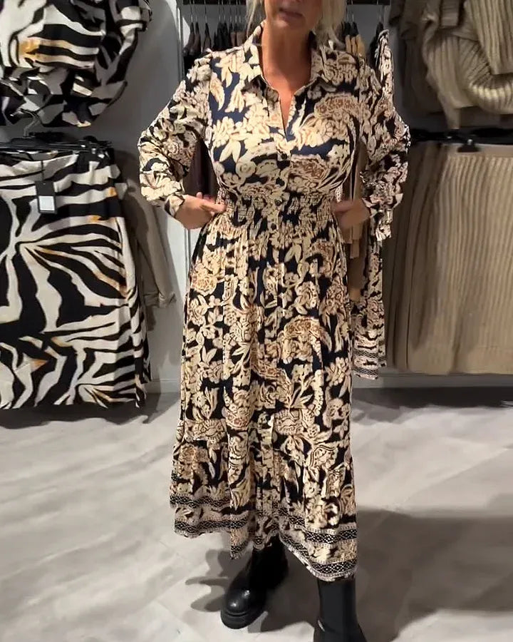 Abril - Vestido camisero floral de estilo vintage