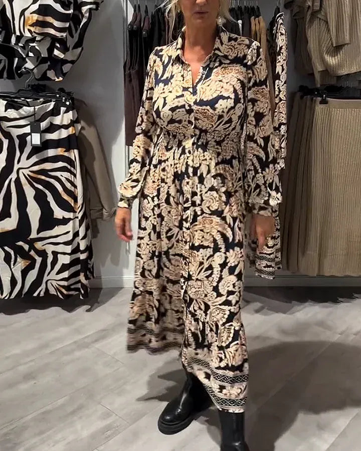 Abril - Vestido camisero floral de estilo vintage