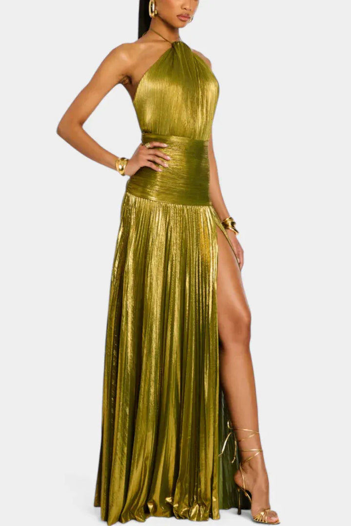 Oriana - Vestido metalizado con espalda descubierta