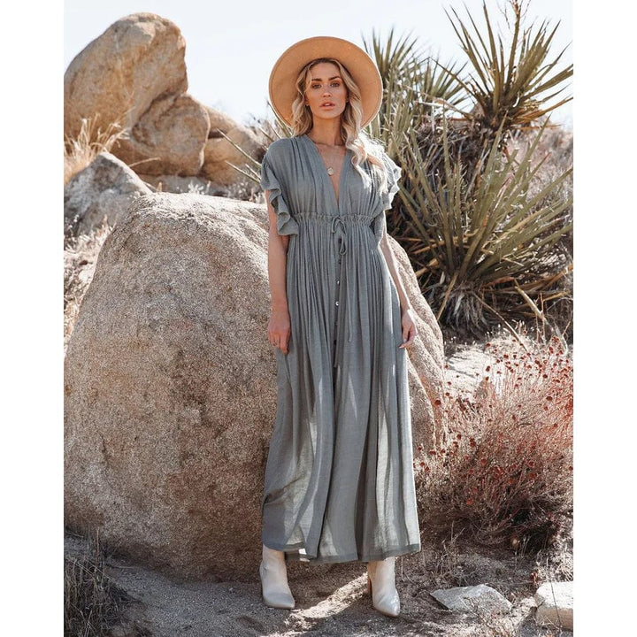 Sara™ Maxi Verde/Gris Vestido Ibiza