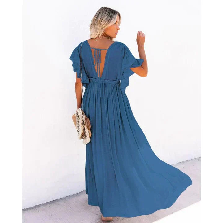 Anouk™ - Maxi Vestido de Playa Marino Azul de Ibiza