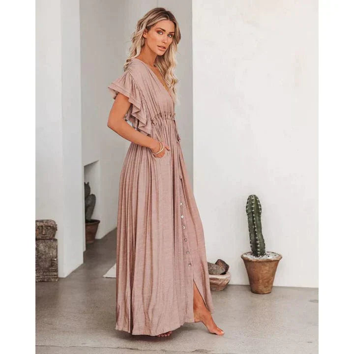 Anne™ - Maxi Taupe Ibiza Dress