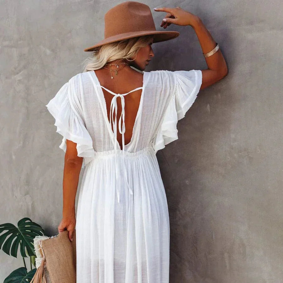 Jente™ - Maxi Vestido de Playa Blanco