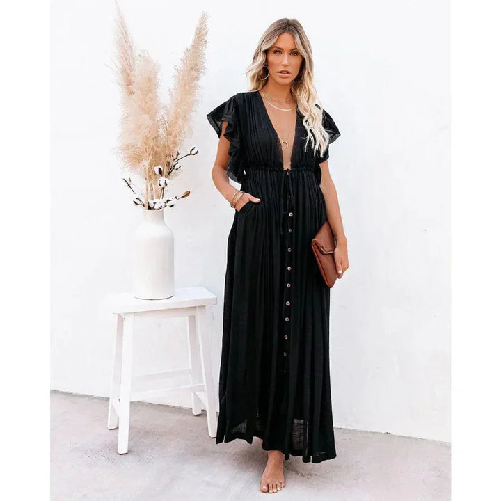 Feline™ Maxi Vestido Negro Ibiza