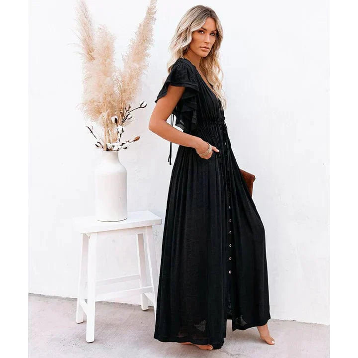Feline™ Maxi Vestido Negro Ibiza